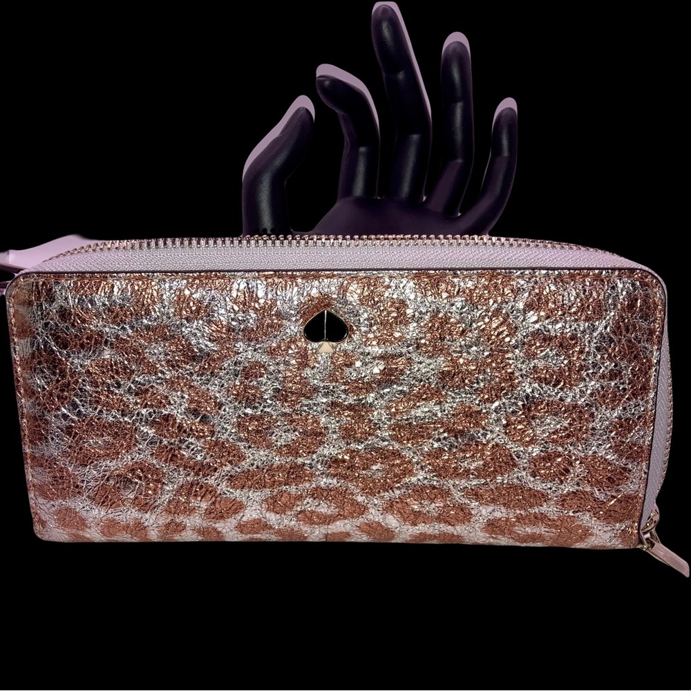 Kate Spade ♠️ Metallic Animal Print Long Wallet